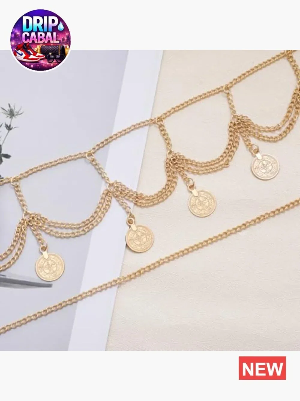 Metal Chain Belt with Lobster Clasp Adjustable Fit for Waist